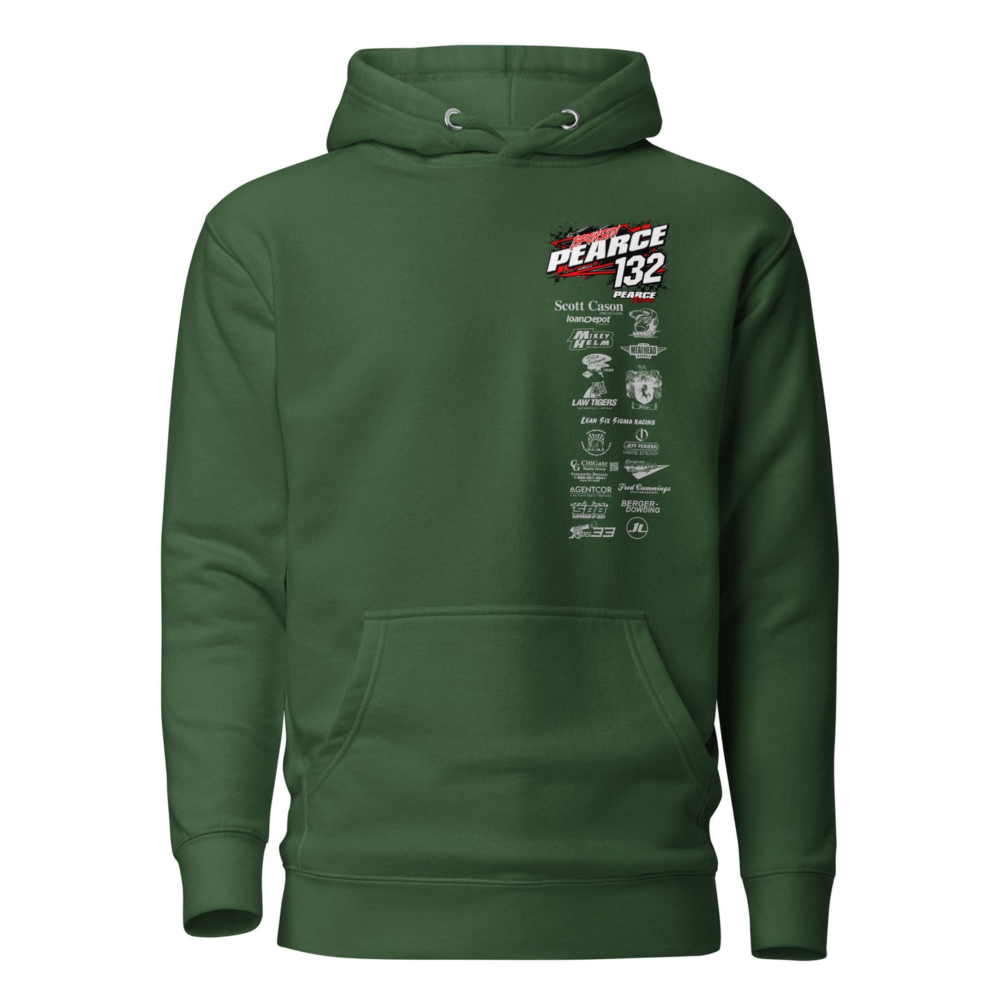 2023 Pearce Racing Hoodie White Logo's