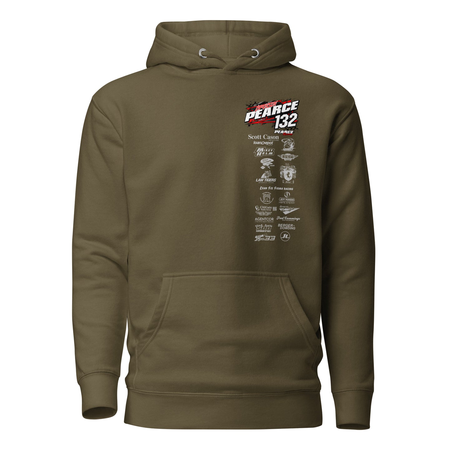 2023 Pearce Racing Hoodie White Logo's