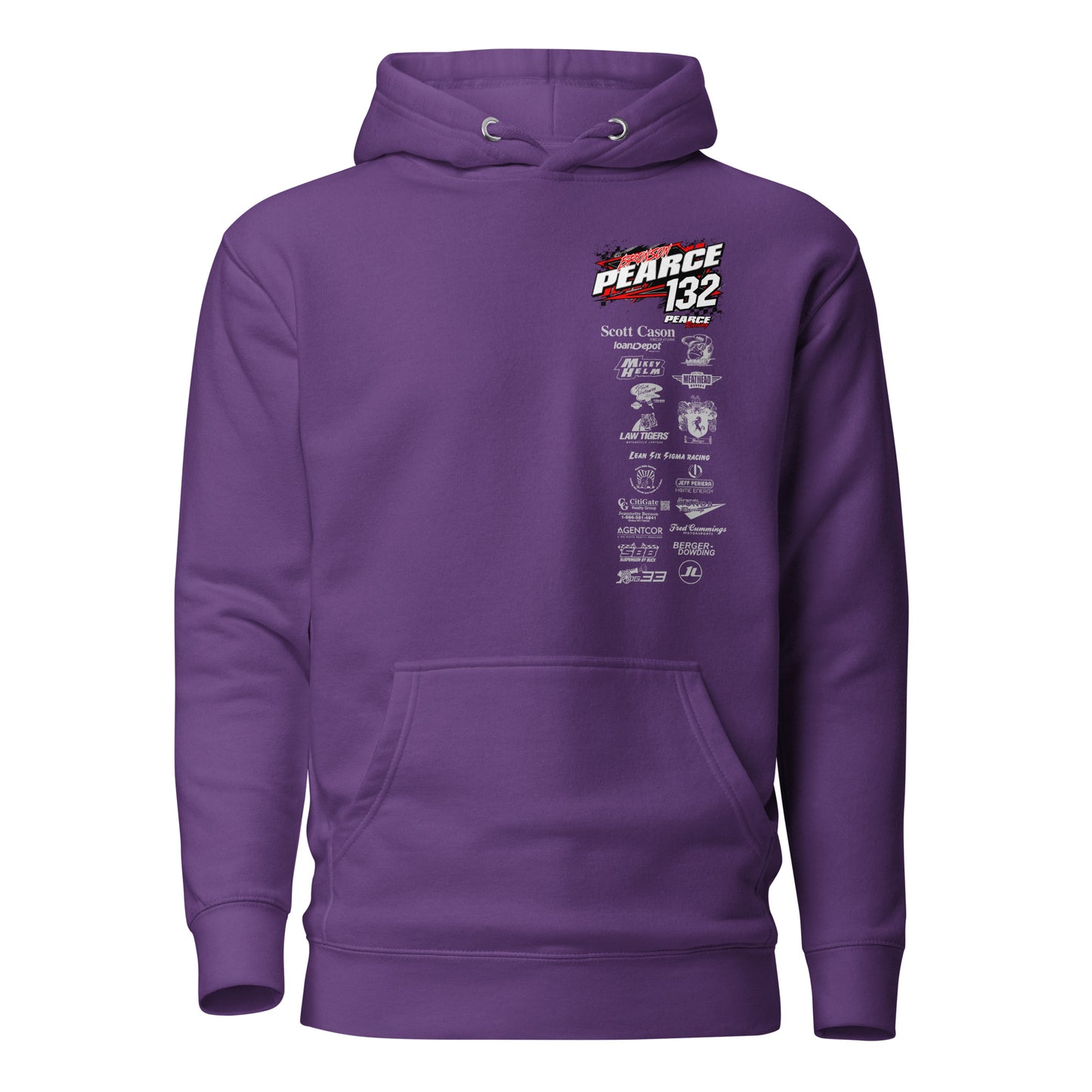 2023 Pearce Racing Hoodie White Logo's