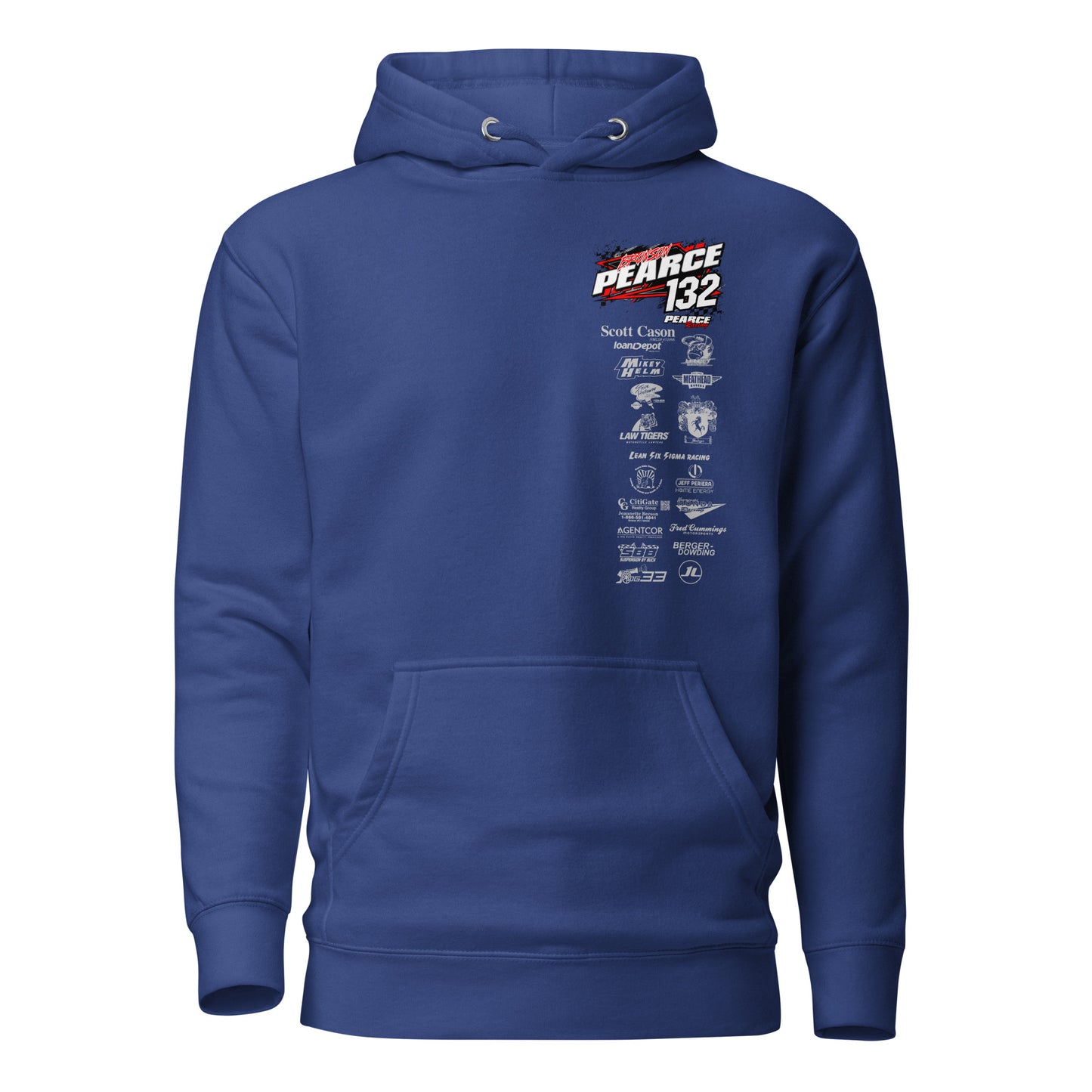 2023 Pearce Racing Hoodie White Logo's