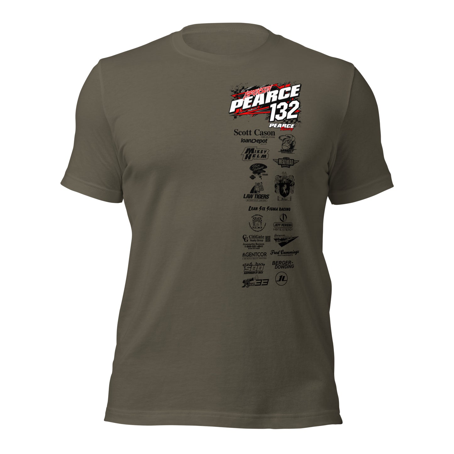 2023 Pearce Racing T-Shirt Bella + Canvas Light Colors