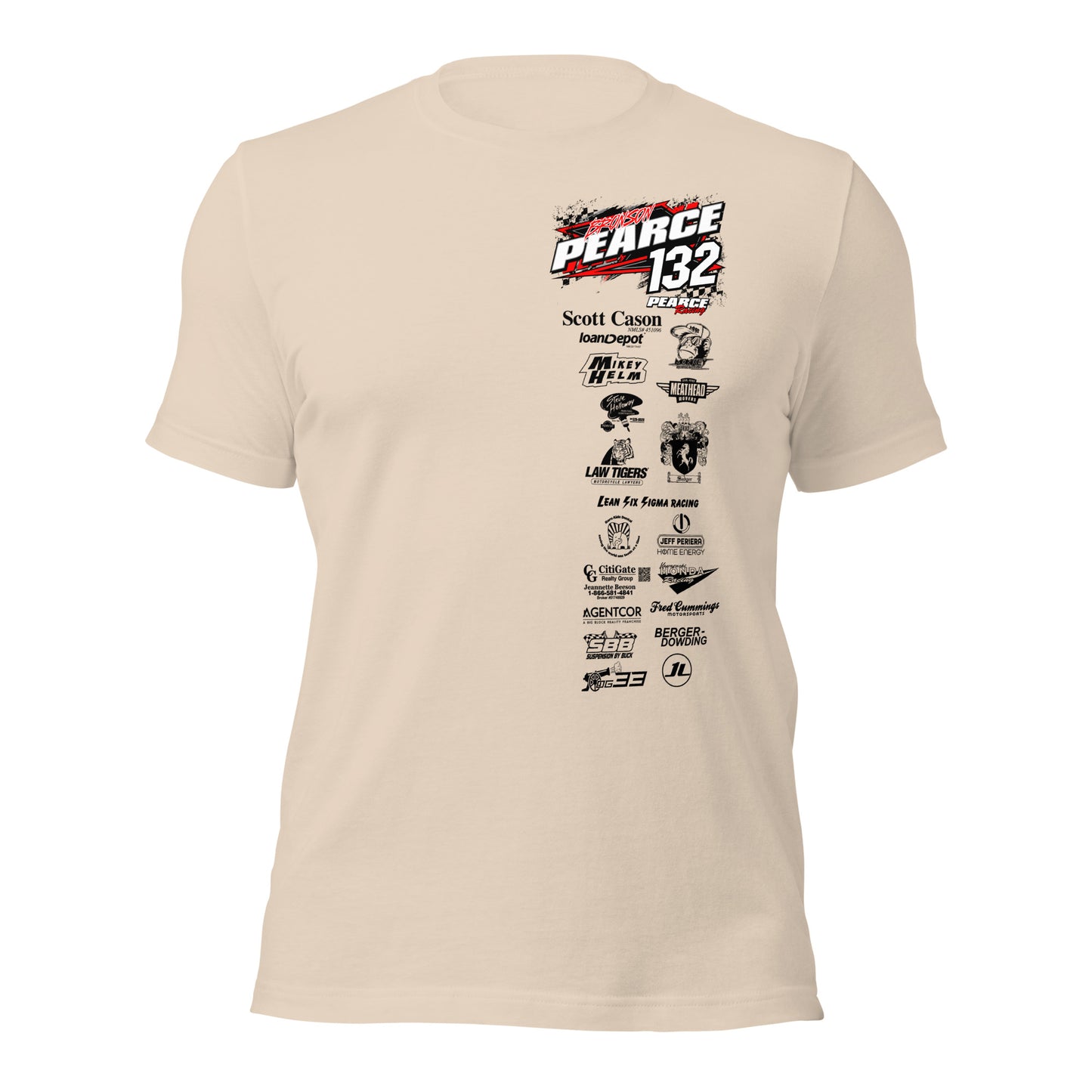 2023 Pearce Racing T-Shirt Bella + Canvas Light Colors