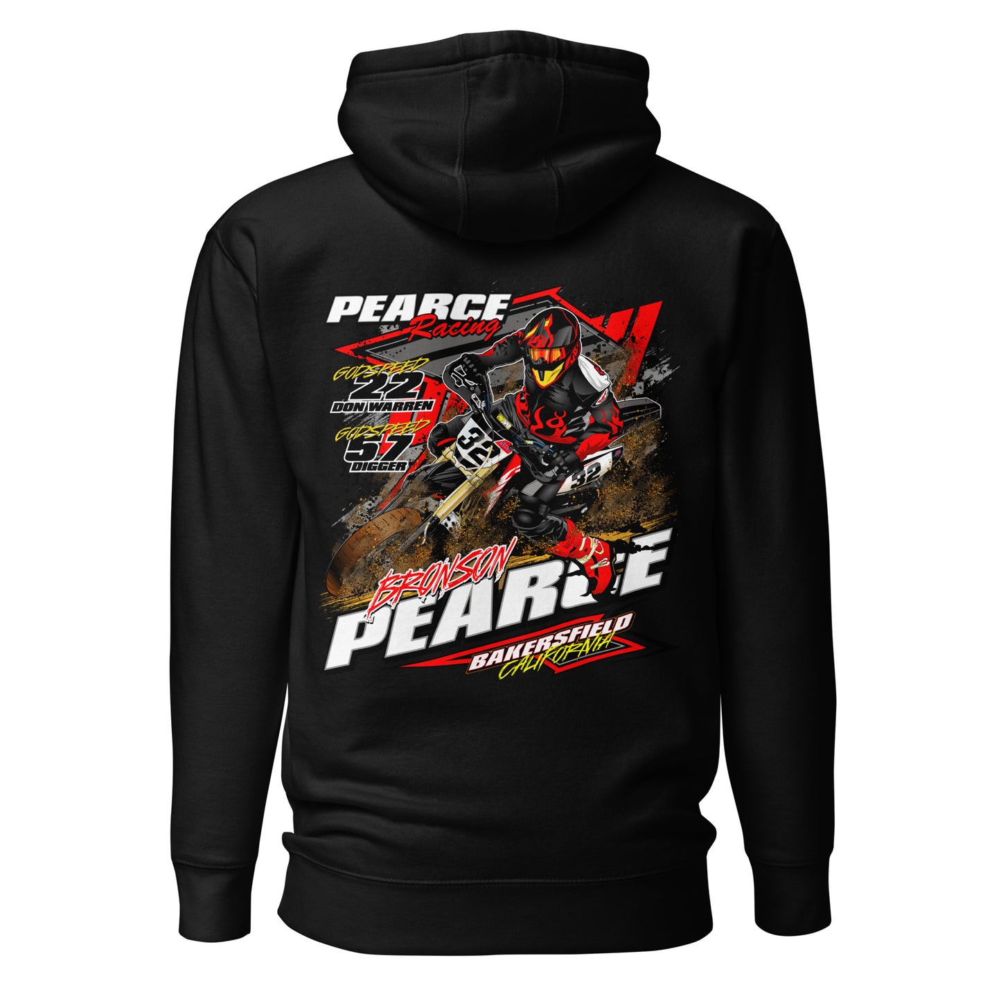 2023 Pearce Racing Hoodie White Logo's