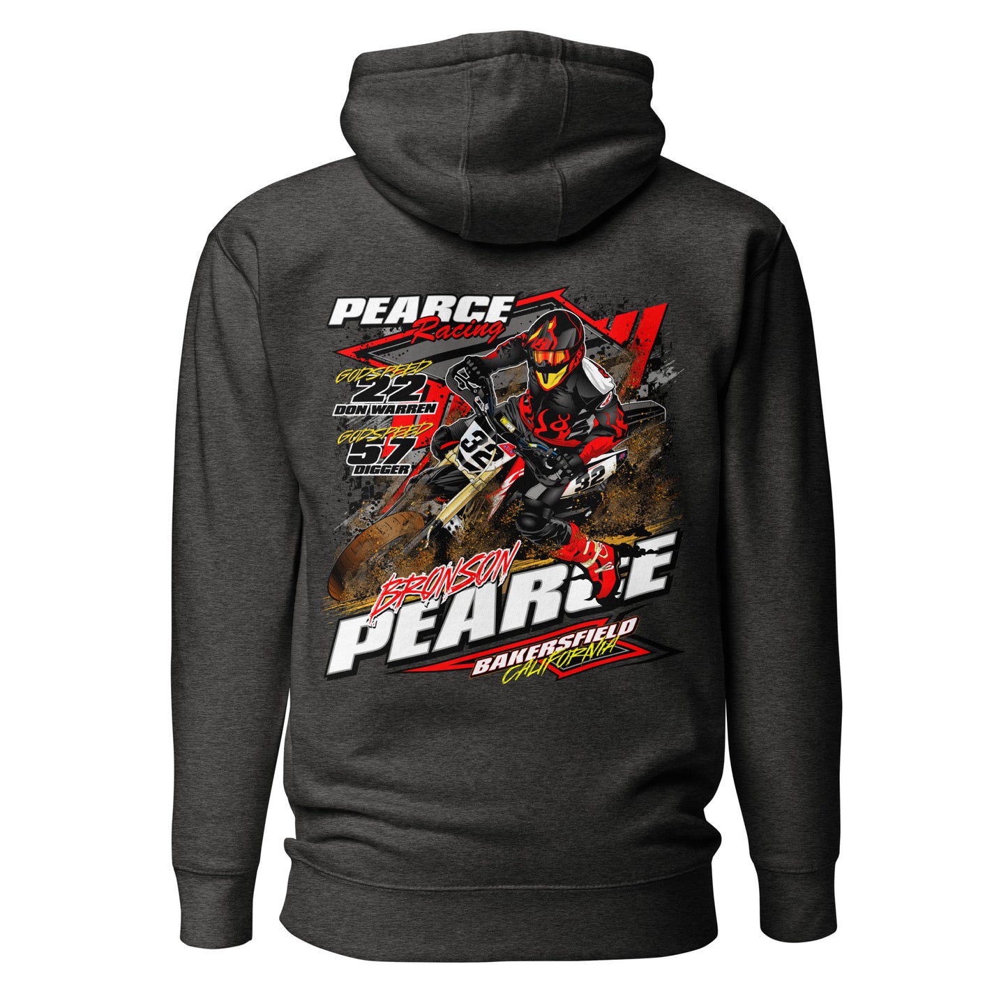 2023 Pearce Racing Hoodie White Logo's